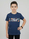 Boys Navy Blue Printed Round Neck Half Sleeve T-Shirt