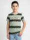 Boys Green Printed Round Neck Half Sleeve T-Shirt