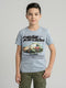 Boys Grey Printed Round Neck Half Sleeve T-Shirt