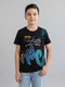 Boys Black Printed Round Neck Half Sleeve T-Shirt