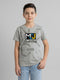 Boys Grey Printed Round Neck Half Sleeve T-Shirt
