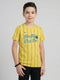Boys Yellow Printed Round Neck Half Sleeve T-Shirt