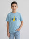 Boys Sky Blue Printed Round Neck Half Sleeve T-Shirt