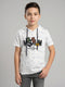 Boys White Printed Hooded Half Sleeve T-Shirt