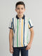 Boys White Stripe Collar Half Sleeve T-Shirt