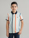 Boys White Stripe Collar Half Sleeve T-Shirt