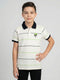Boys White Stripe Collar Half Sleeve T-Shirt