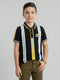 Boys Black Stripe Collar Half Sleeve T-Shirt