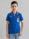 Boys Blue Printed Collar Half Sleeve T-Shirt