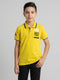 Boys Yellow Printed Collar Half Sleeve T-Shirt