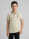 Boys Cream Printed Collar Half Sleeve T-Shirt