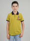 Boys Mustard Printed Collar Half Sleeve T-Shirt