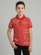 Boys Red Printed Collar Half Sleeve T-Shirt