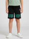 Boys Black Printed Regular Fit Shorts
