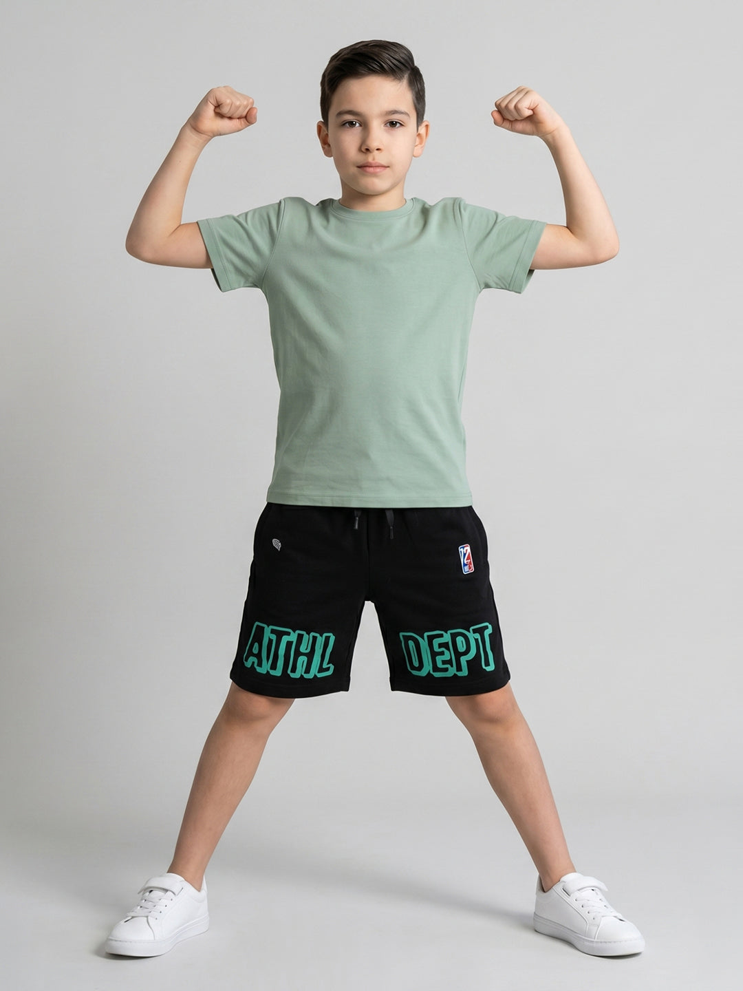Boys Black Printed Regular Fit Shorts