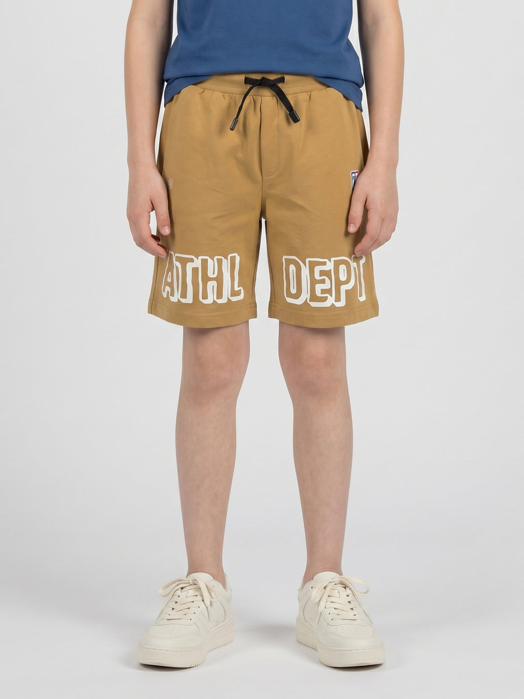 Boys Camel Brown Printed Regular Fit Shorts