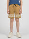 Boys Camel Brown Printed Regular Fit Shorts