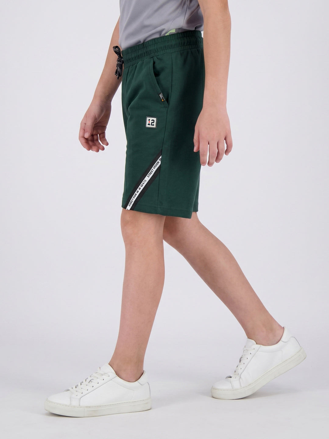 Boys Green Solid Regular Fit Shorts