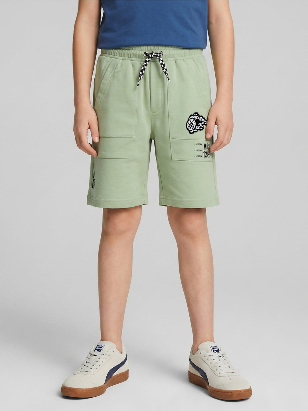 Boys Light Green Solid Regular Fit Shorts
