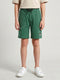 Boys Dark Green Solid Regular Fit Shorts