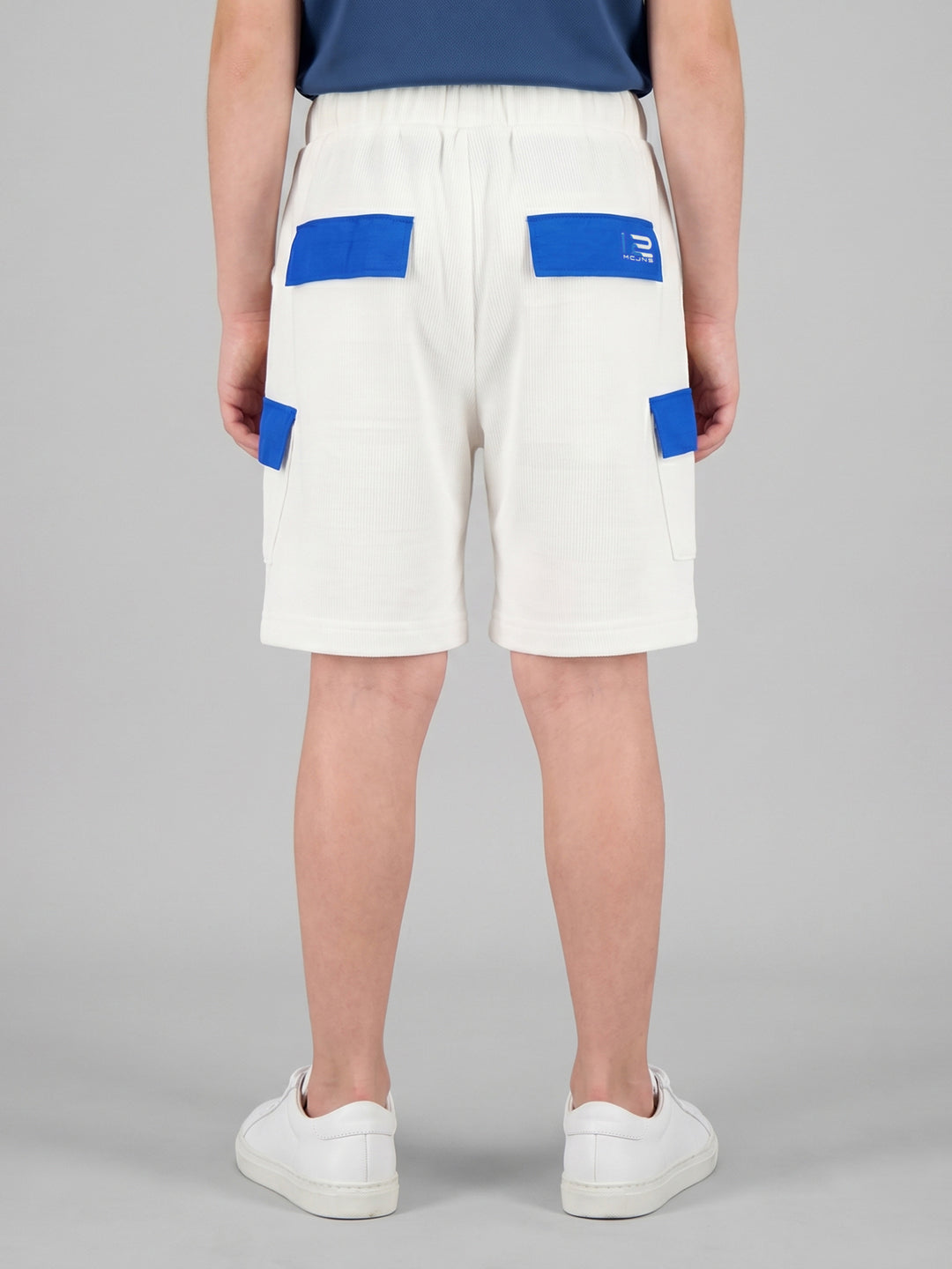 Boys White Self Design Regular Fit Shorts