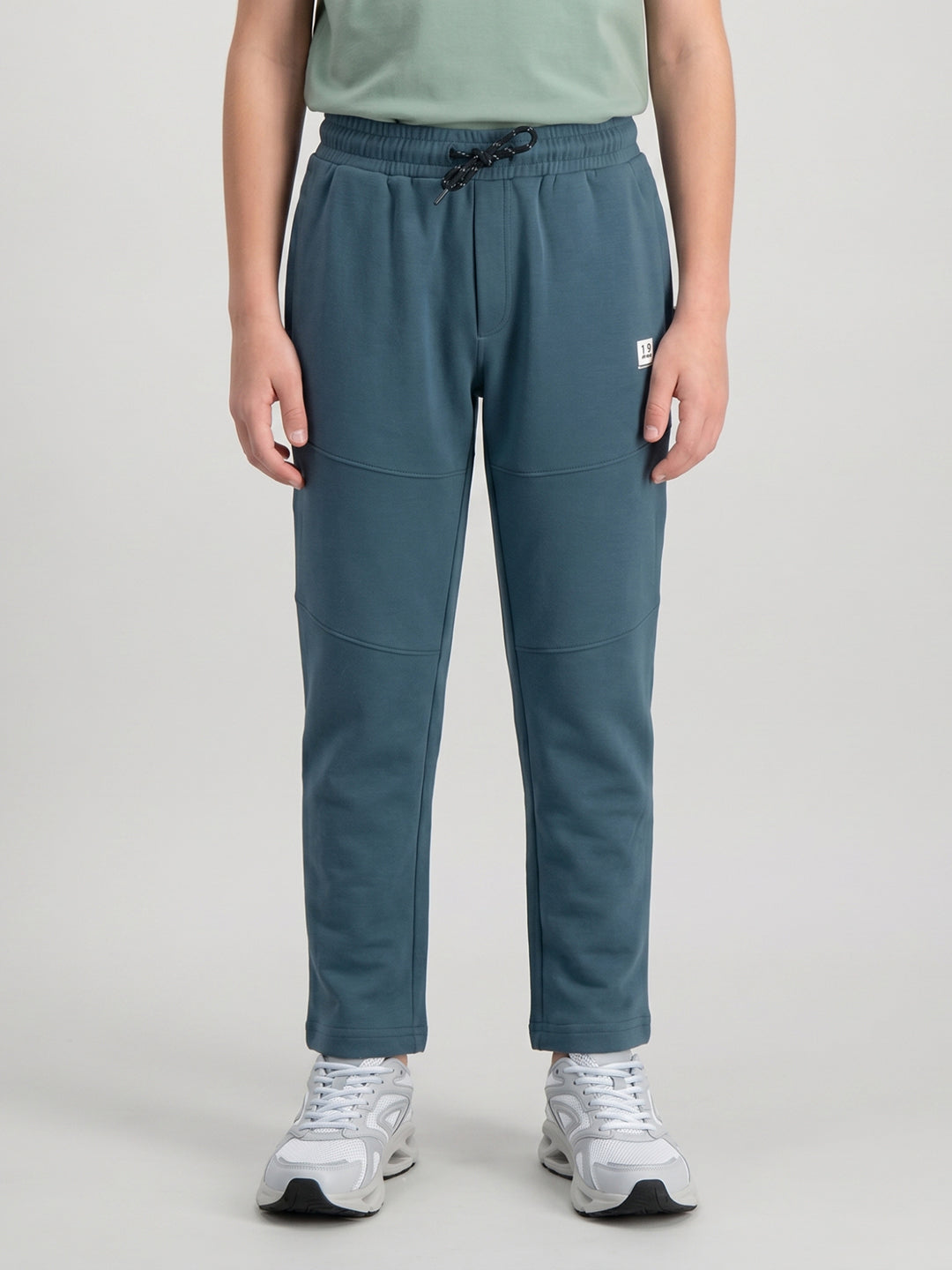 Boys Teal Blue Solid Regular Fit Lower