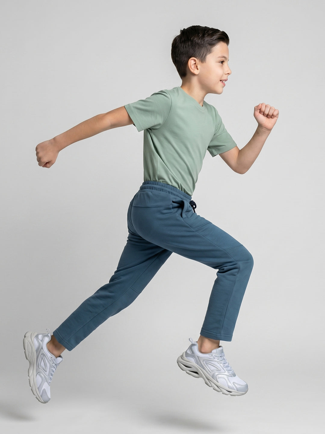 Boys Teal Blue Solid Regular Fit Lower