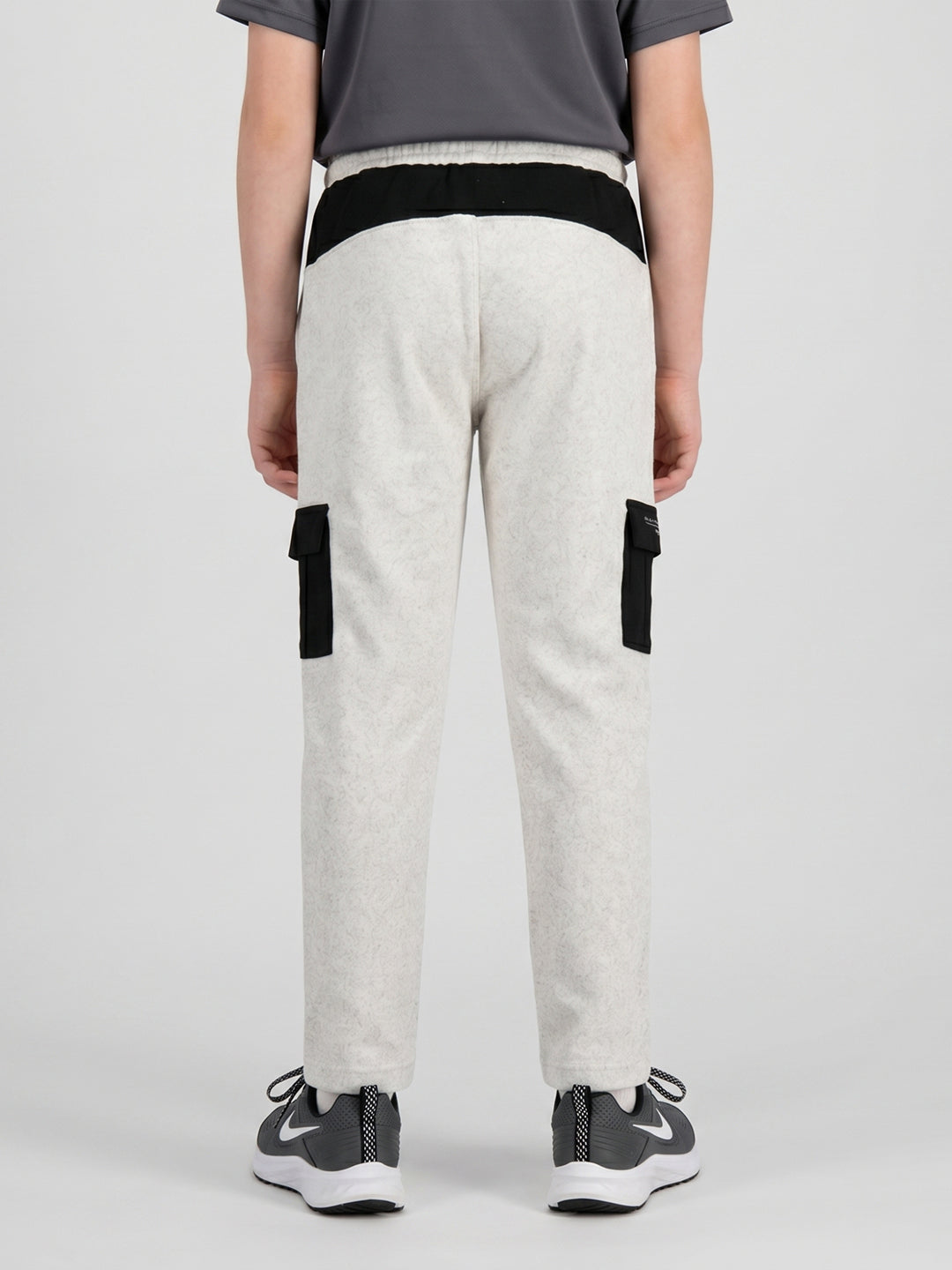 Boys Off White Textured Regular Fit Lower