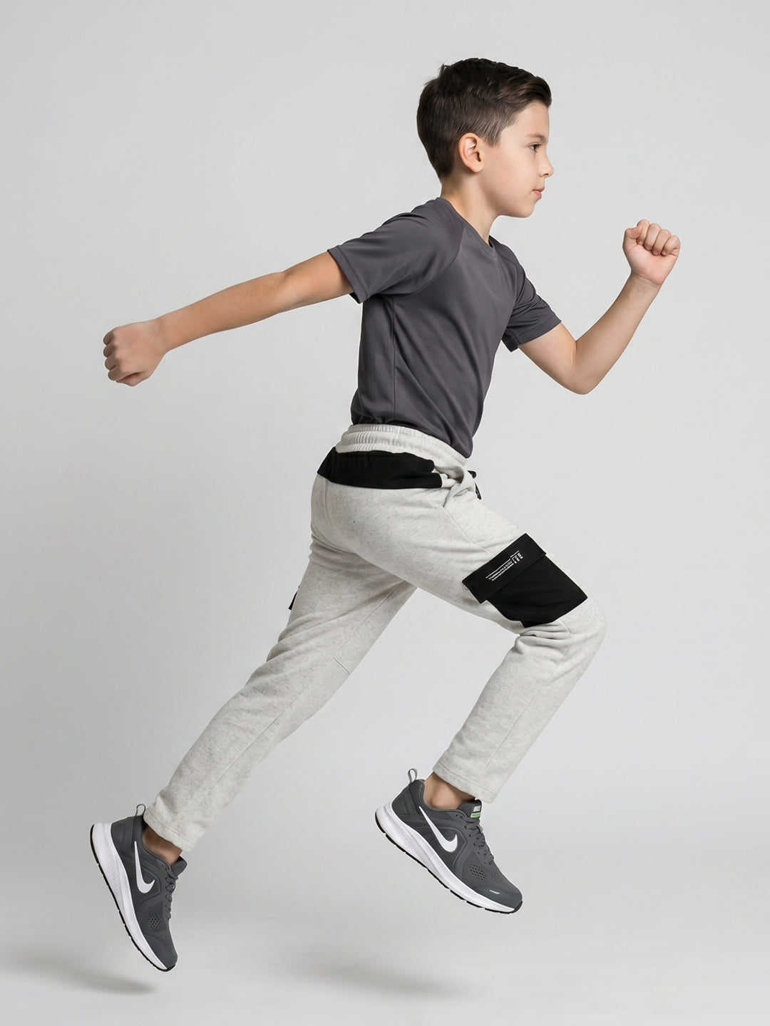 Boys Off White Textured Regular Fit Lower