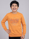 Boys Orange Printed Round Neck Full Sleeve Sweatshirt
