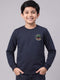 Boys Navy Blue Solid Round Neck Full Sleeve Sweatshirt