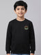 Boys Black Solid Round Neck Full Sleeve Sweatshirt