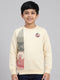 Boys Beige Printed Round Neck Full Sleeve Sweatshirt
