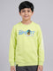Boys Fluorescent Green Back Printed Round Neck Full Sleeve Sweatshirt