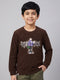 Boys Brown Self Design Round Neck Full Sleeve Sweatshirt