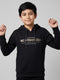 Boys Black Printed Hooded Full Sleeve Sweatshirt
