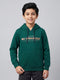 Boys Green Printed Hooded Full Sleeve Sweatshirt