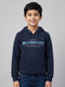 Boys Navy Blue Printed Round Neck Full Sleeve Sweatshirt