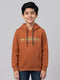Boys Rust Printed Hooded Full Sleeve Sweatshirt