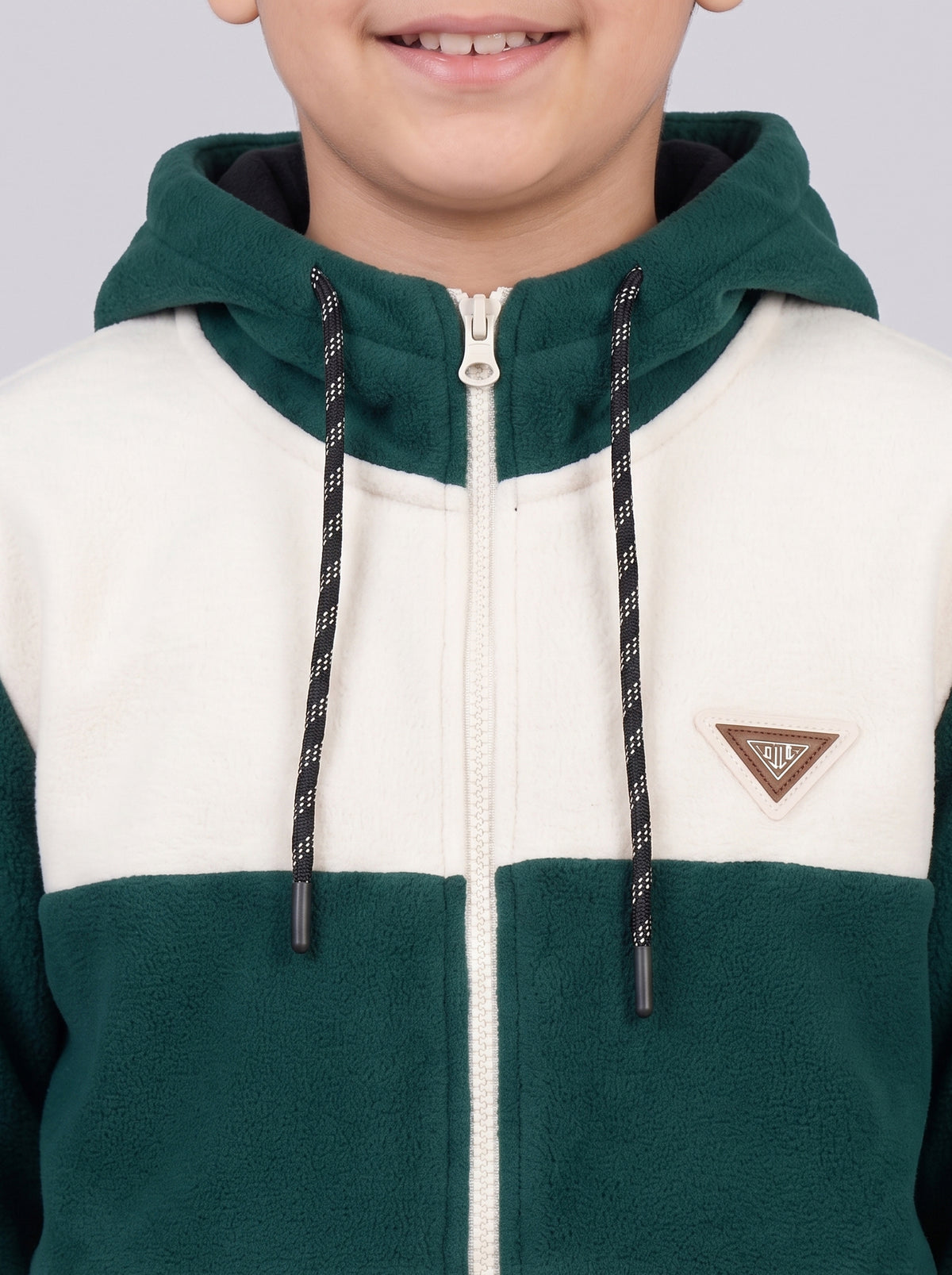 Boys Off White Self Design Hooded Full Sleeve Sweatshirt