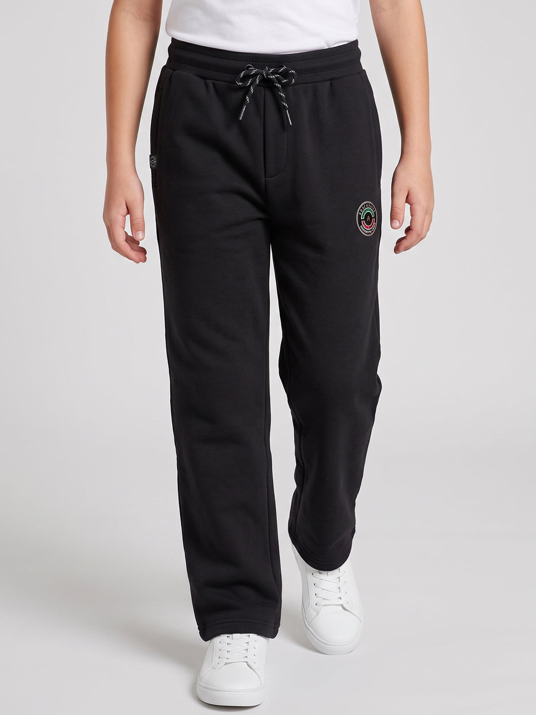 Boys Black Solid Regular Fit Lower