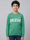 Boys Green Printed Round Neck Full Sleeve Sweatshirt