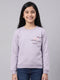 Girls Purple Self Design Round Neck Full Sleeve Sweatshirt