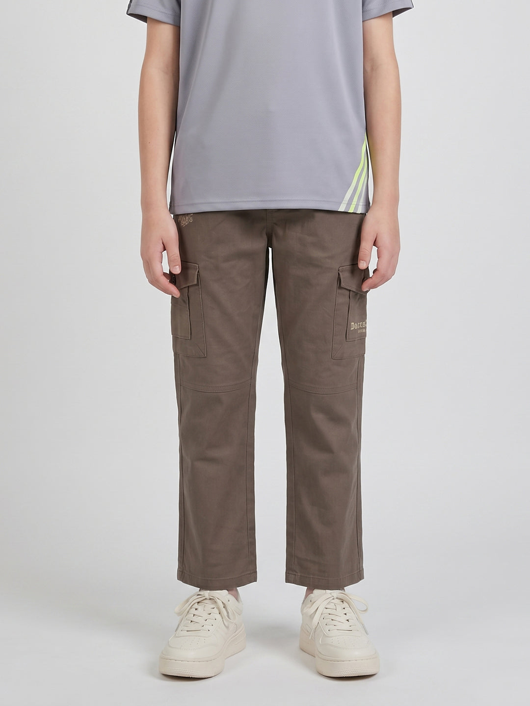 Boys Brown Solid Straight Fit Jogger