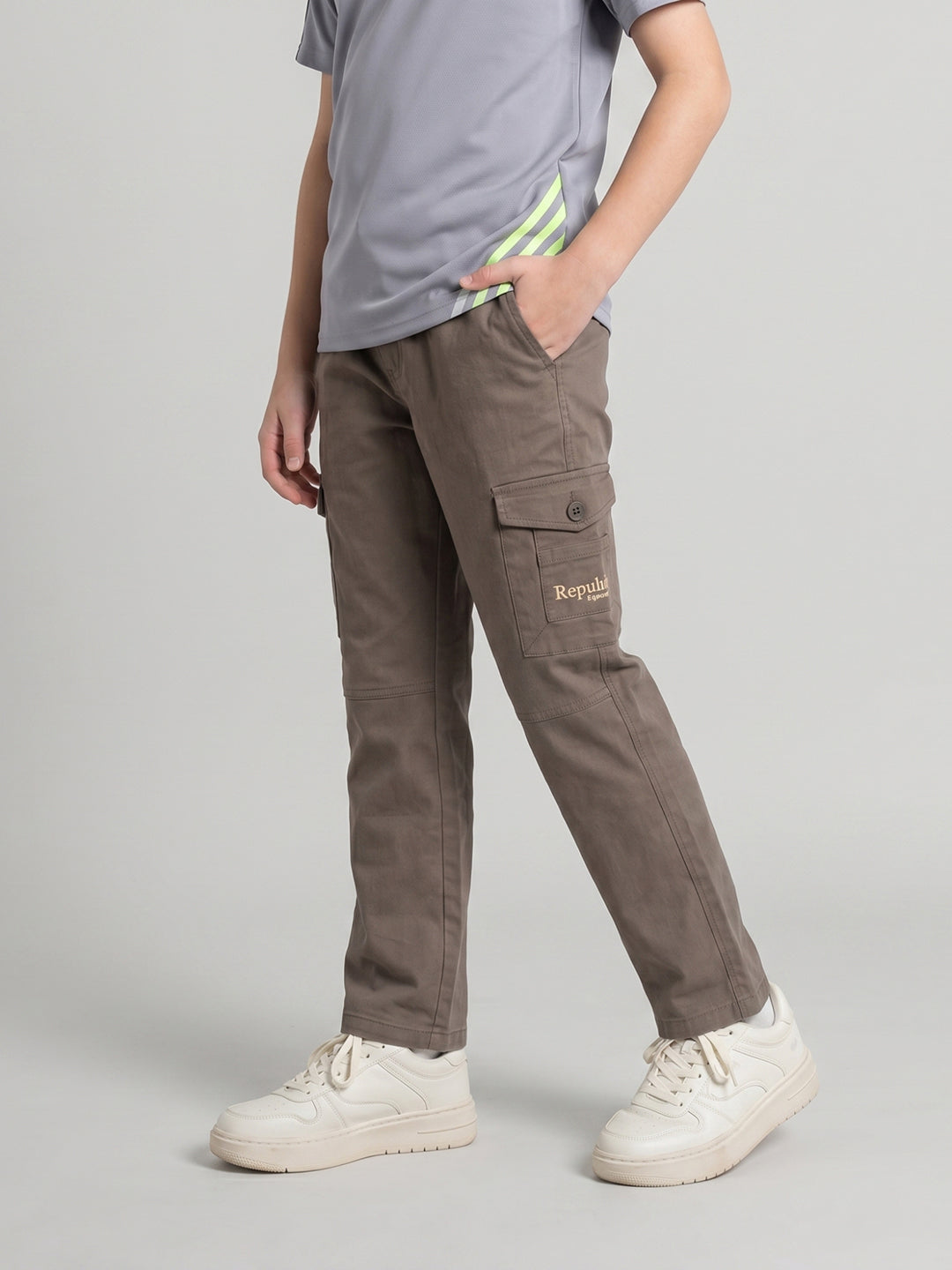 Boys Brown Solid Straight Fit Jogger