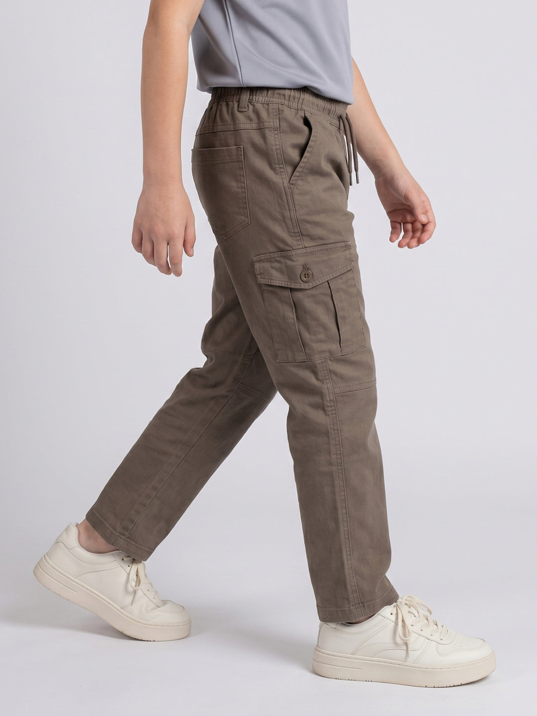 Boys Brown Solid Straight Fit Jogger
