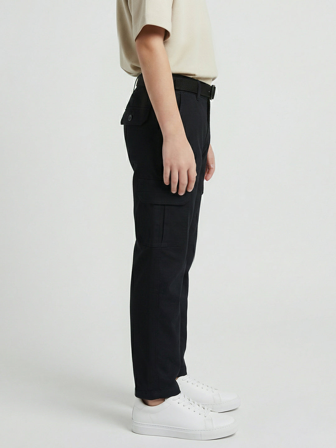 Boys Black Solid Straight Fit Jogger