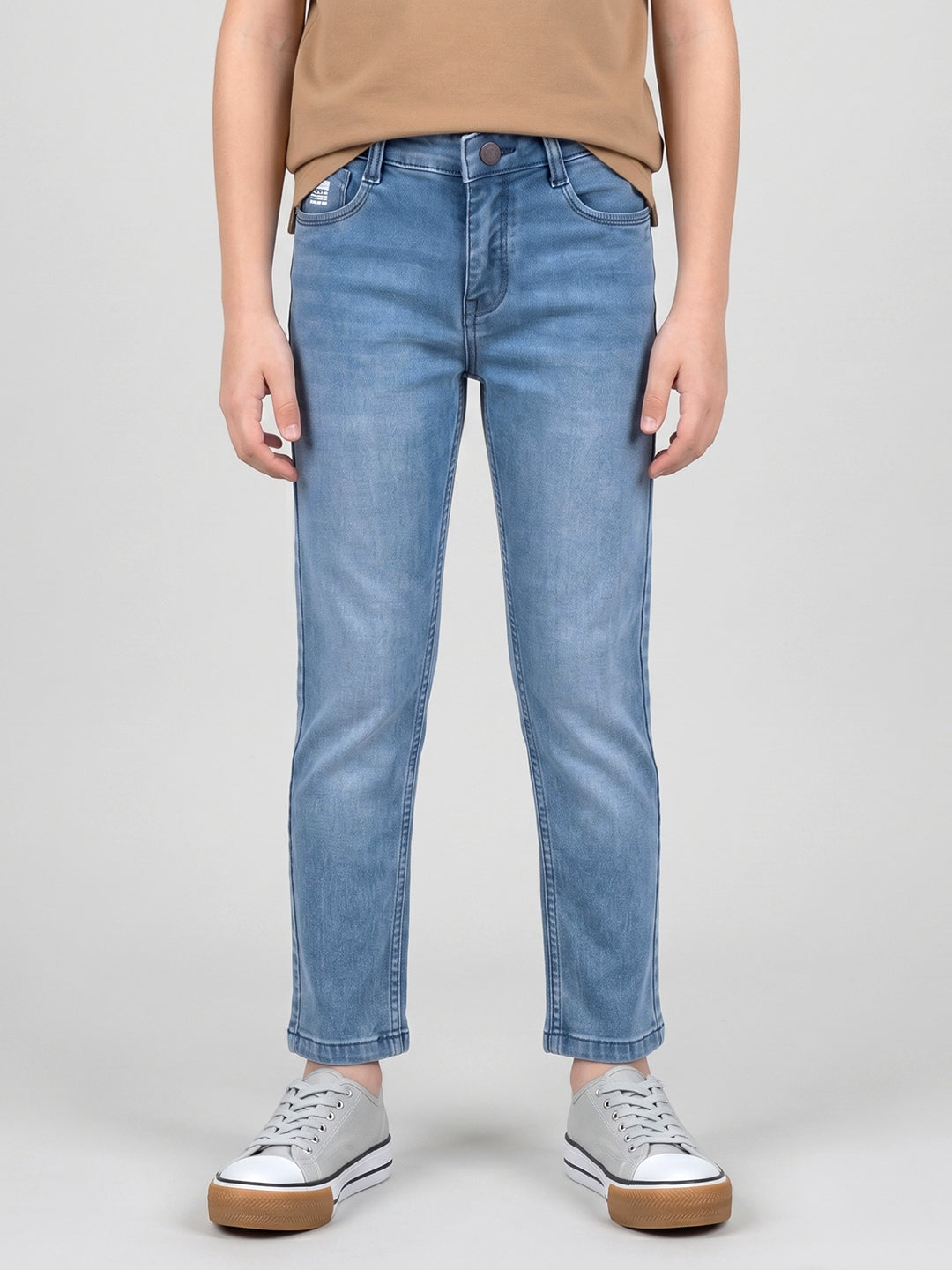 Boys Light Blue Light Wash Slim Fit Denim
