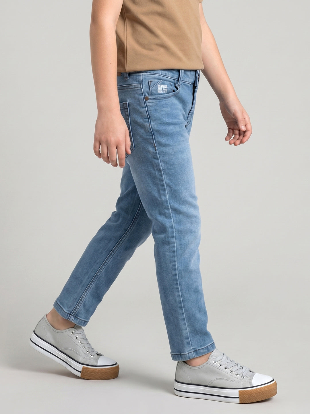 Boys Light Blue Light Wash Slim Fit Denim