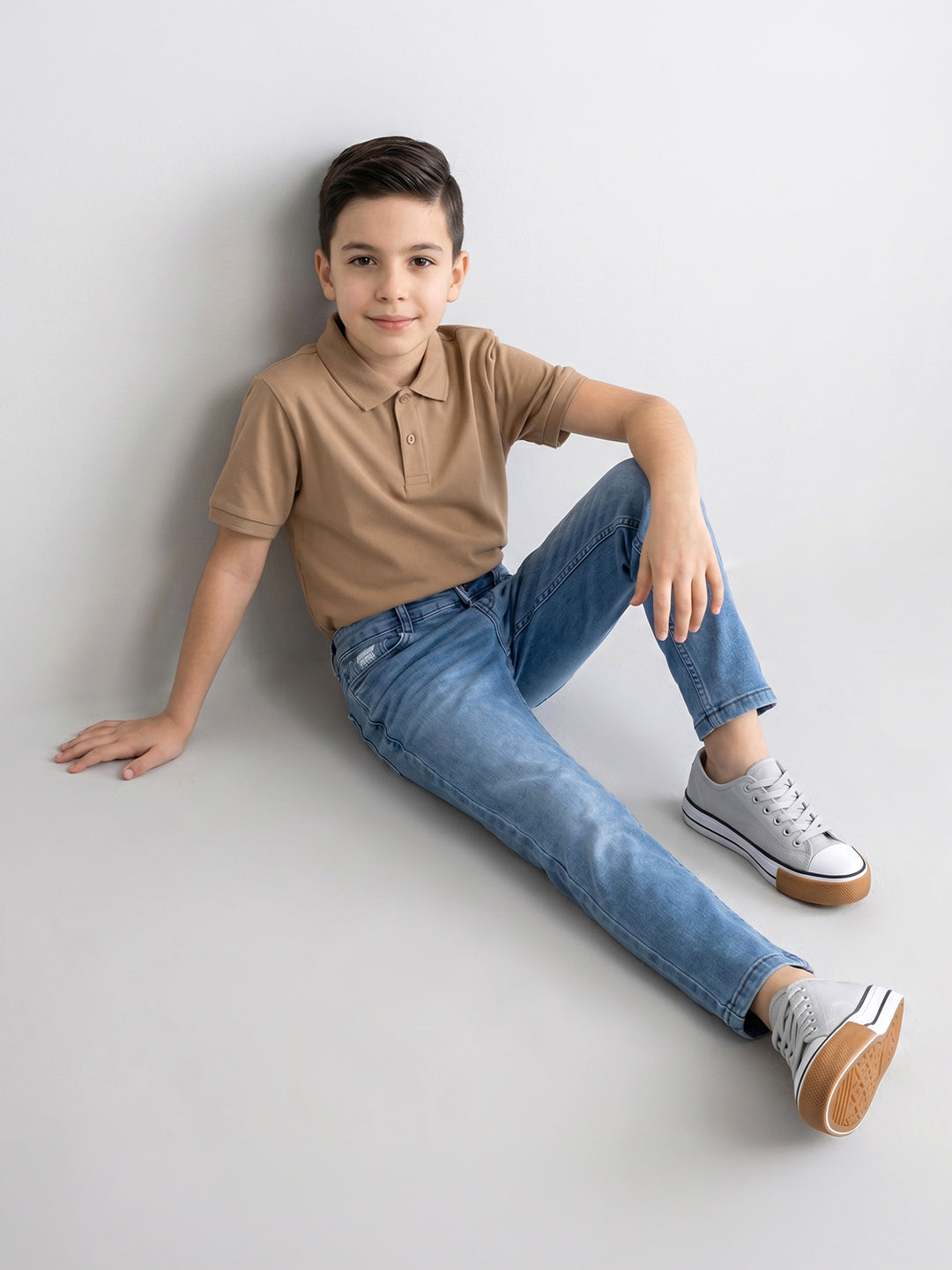 Boys Light Blue Light Wash Slim Fit Denim